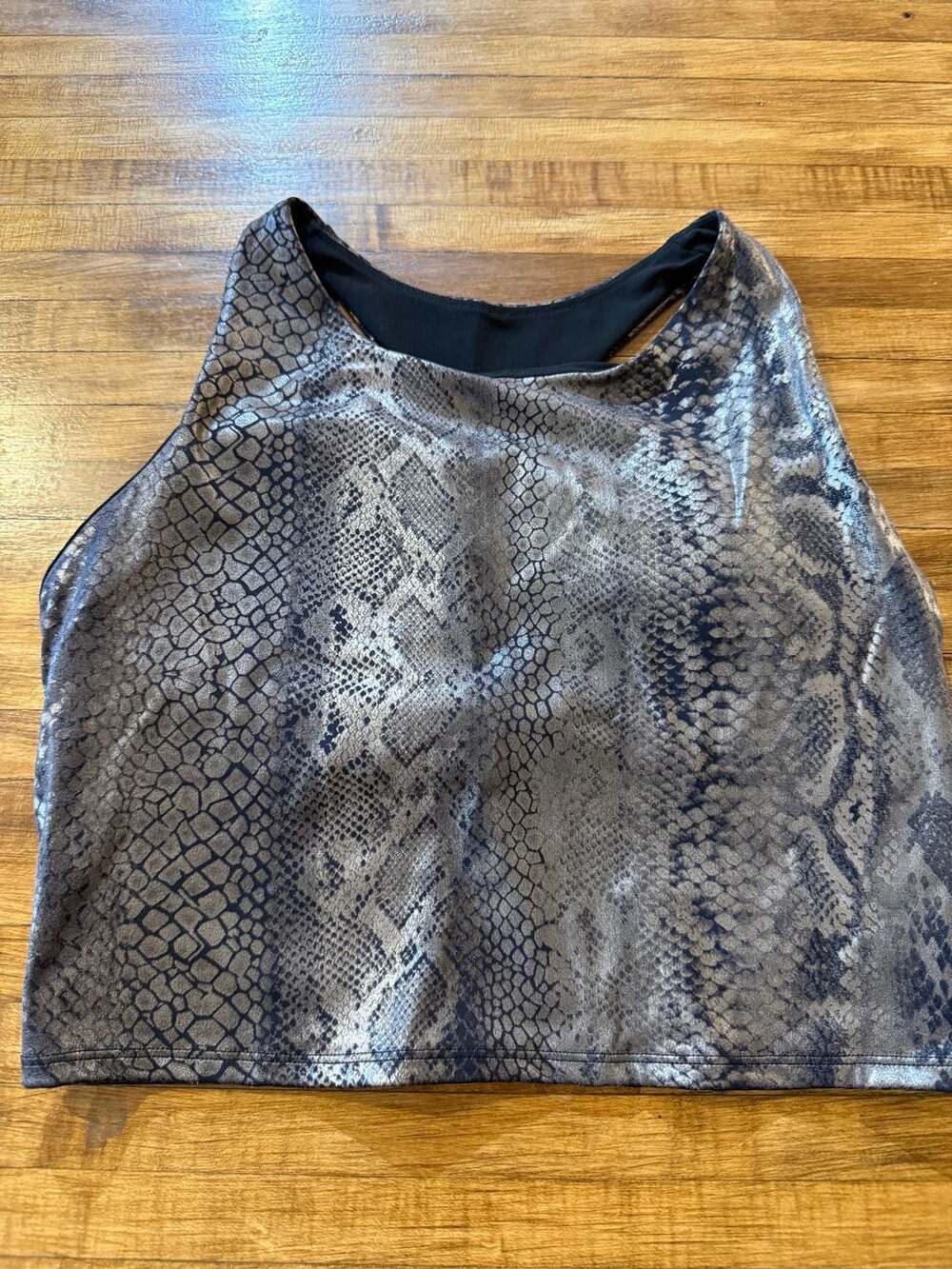 Snake Print Racerback Crop Top Size S Silver Black (o1)